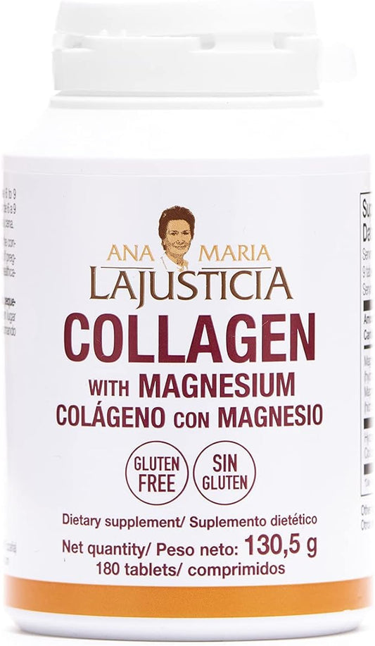 Ana Maria LaJusticia Collagen with Magnesium 180 Tabs - Healthy Teeth, Skin & Bones - Energy-Full - Gluten-Free - Easy-to-Use - Rejuvenates Your Skin & Strengthens Nervous System